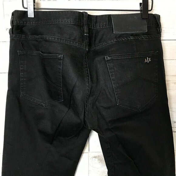 Armani Exchange Mens Classic Straight Jeans Black Pockets Dark Wash Denim 32 - Picture 4 of 7